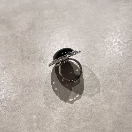 2304RG0282 / antique black stone ring (Silver/Black)