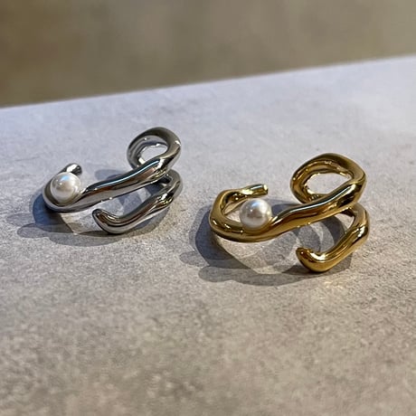 2506RG0643 / Asymmetry line pearl ring（Silver）