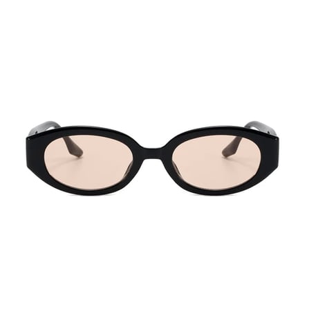 【 Select 】Vintage Retro Oval Design Sunglasses (Black /Champagne)