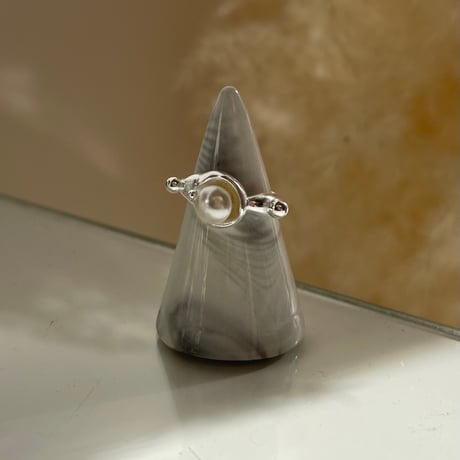 2312RG0368 / Metal irregular pearl ring（Silver）