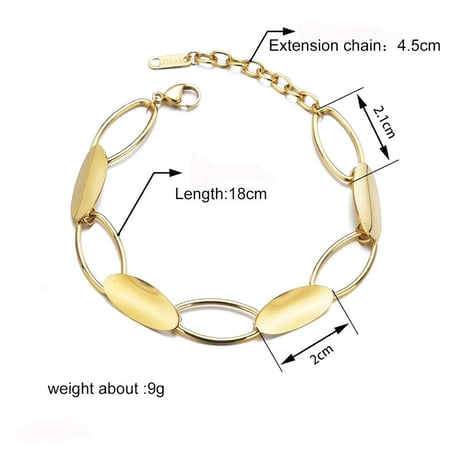 Geometry Oval Hand Chain Bracelet（Gold）/ 2109_BR097