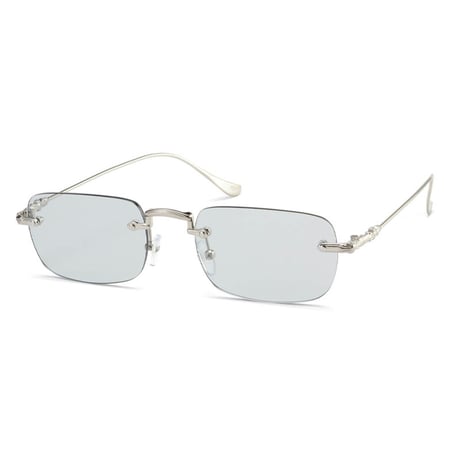 【 Select 】Metal Flame Rimless Squarer Sunglasses #1 (Silver/Lt.Grey)