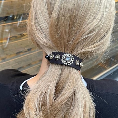 2402HA0059 / Round twist bijou Hair clip #01（Black）