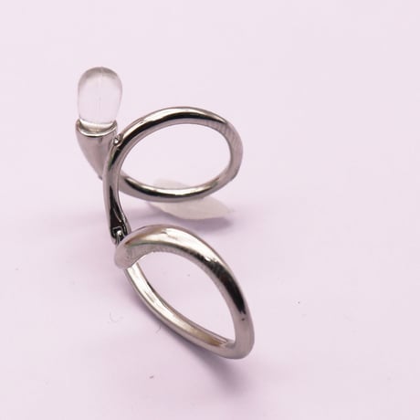 Twisted Rhinestone Adjustable Opening ring （Silver） /  2107-RG120