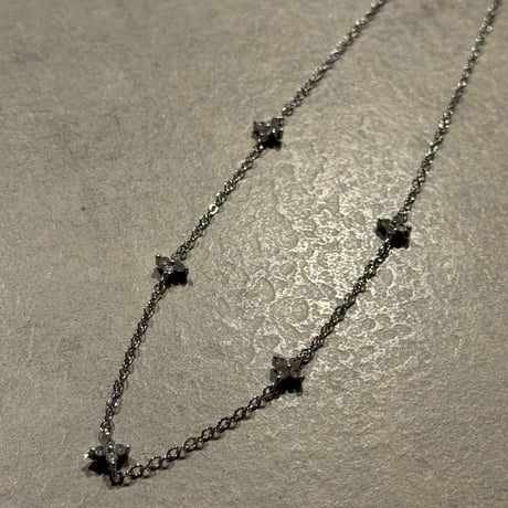 2512NC0375 / Stone Flower  chain  necklace（Silver）