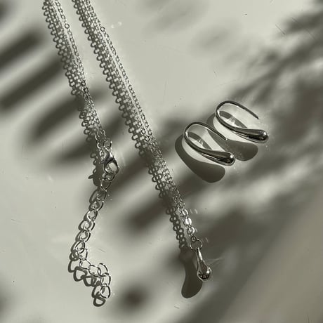 2401NC0229 / Drop design pierce set Necklace（Silver）