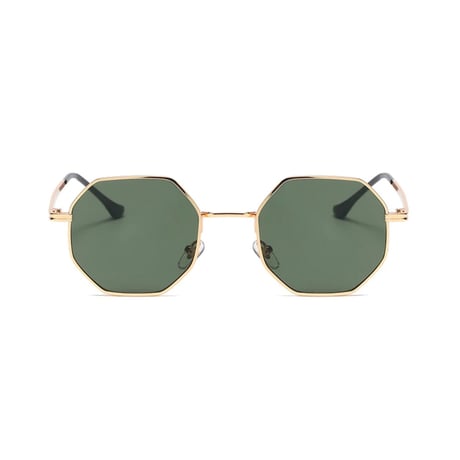 【 Select 】Polygon metal frame Sunglasses ( Gold / Green )