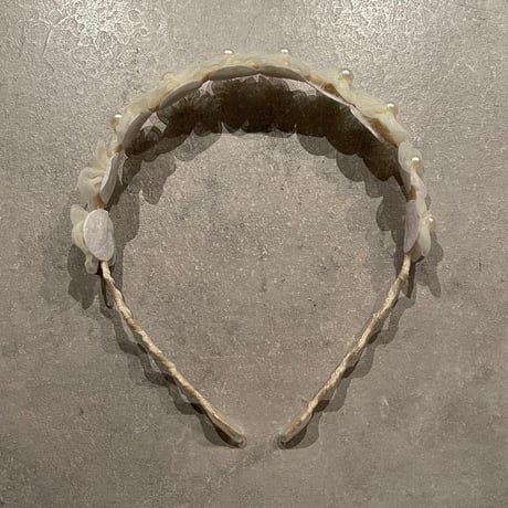 2503HA0060（S）/ Flower pearl headband（White)