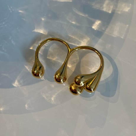 2311RG0346 / Thick double finger ring（Gold）