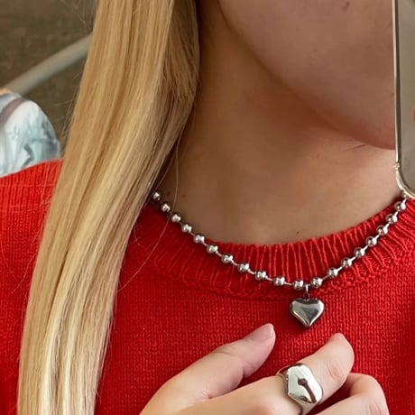 2407NC0253 / Ball chain heart necklace（Silver）