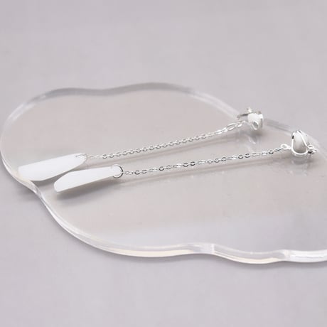 Object Chain Drop Design Clip Earrings（Silver） /  2112_ER101