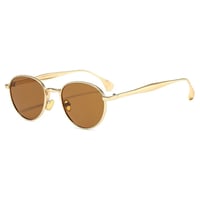 【 Select 】Retro Metal Round Sunglasses (Gold/Tea)