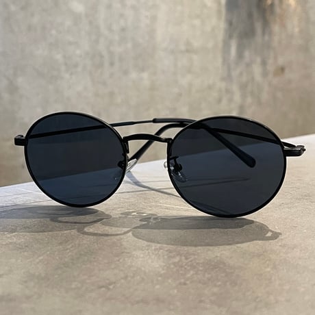 SE26SG_CA014（S） / Metal Round Frame Sunglasses (Black/Black)