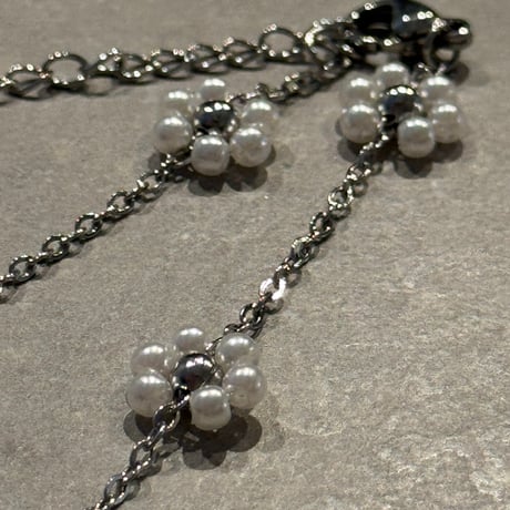 2507NC0347/  Beads Flower Necklace（silver）