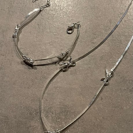 2411BR0058 ／ Mini ribbon motif herringbone bracelet（Silver）