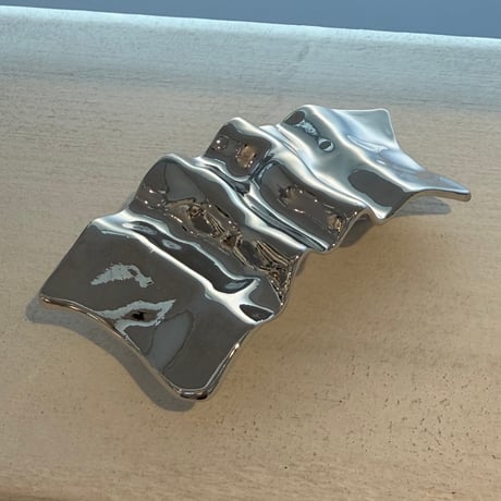 2604HA0086(S)/ Square crumpled metal barrette（Silver）