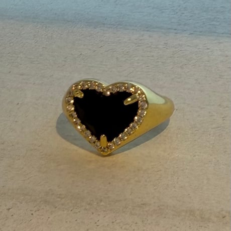 2605RG0796 / Black Heart stone ring（Gold）