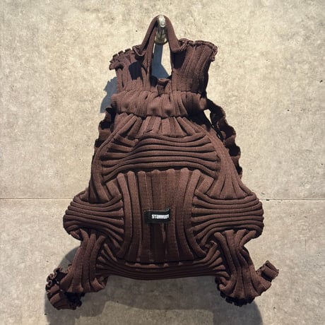 2508BG037(S) / Shirring knit 2way Bag (Brown)
