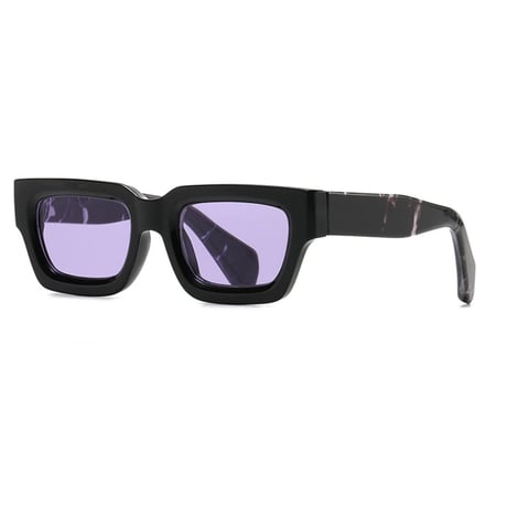 【 Select 】 Vintage Square Lens Sunglasses (Marble blk / Purple)