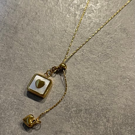 2506NC0344 / Square heart charm Necklace（Gold）