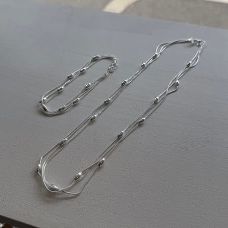 2604BR0127 / Beans layered chain Bracelet（Silver）