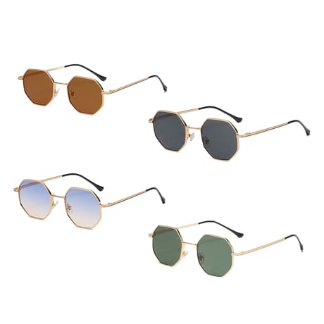 【 Select 】Polygon metal frame Sunglasses ( Gold / Black )