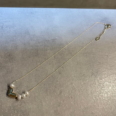 2506NC0343 / Heart pearl slide Necklace（Gold）