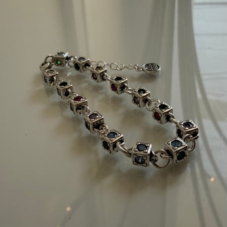 2604BR0121 / Cube color stone Bracelet（Silver）