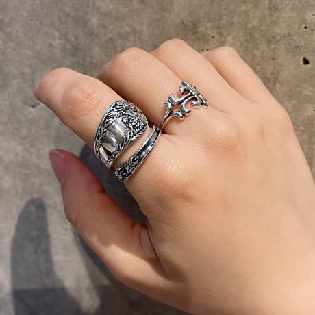 2412RG0557 / Cross  Flower  design ring（Silver）