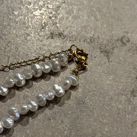 2504NC0337 /  simple stone pearl necklace（Pearl)