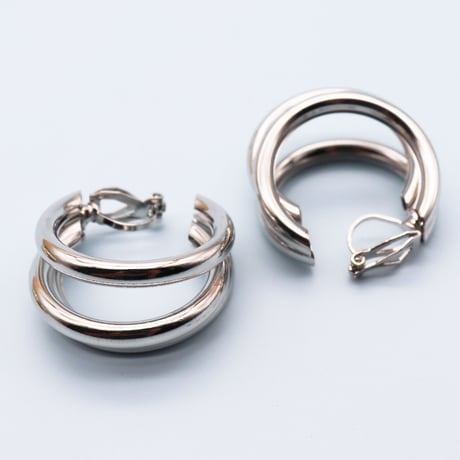 Three Line Vintage Clip Earrings（Silver） / 2107_ER067