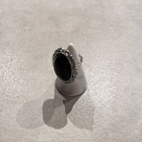 2304RG0282 / antique black stone ring (Silver/Black)