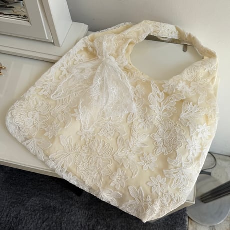 2604BG050(S) / Flower Lace Tote Bag (Ivory)