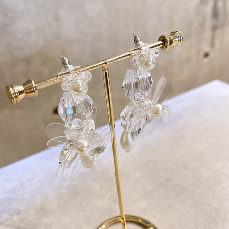 Clear flower drop pearl pierce（Clear）/ 2210_PR0514
