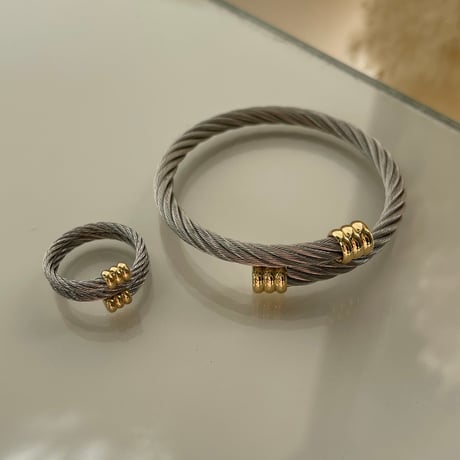 23AWBR007 / Rope motif ring set bangle（Silver/Gold）