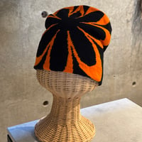 2511HW0115(S) /  Flower Knit beanie Cap（Black/Orange）