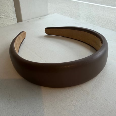 2606HA0091(S)/ Fake Leather Simple Headband（Brown）