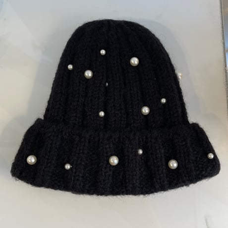 2404HW0037(S)/  Pearl knit cap（Black）