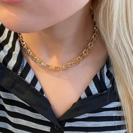 2510NC0365 / Double chain choker Necklace（Gold）