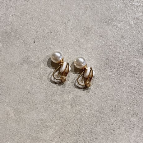 23SSER002  /  Simple pearl Clip Earrings（Pearl）