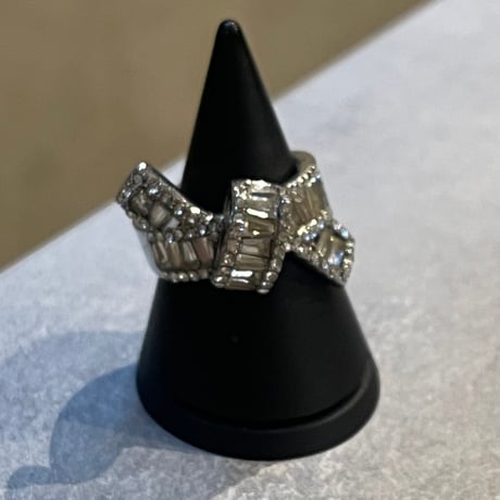 2506RG0664 / square  stone line ring #Medium（Silver）