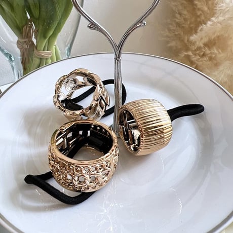 Metal design Ponytail holder（Gold#3）/ HA-094