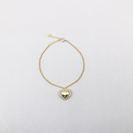 Smooth Lace Love Heart Charm Bracelet（Gold）/ 2111_BR0126