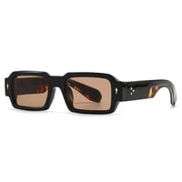 【 Select 】Vintage Square Rivets Sunglasses((Black/Tea）