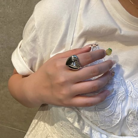 2408RG0504 / Big Heart oval ring（Silver）
