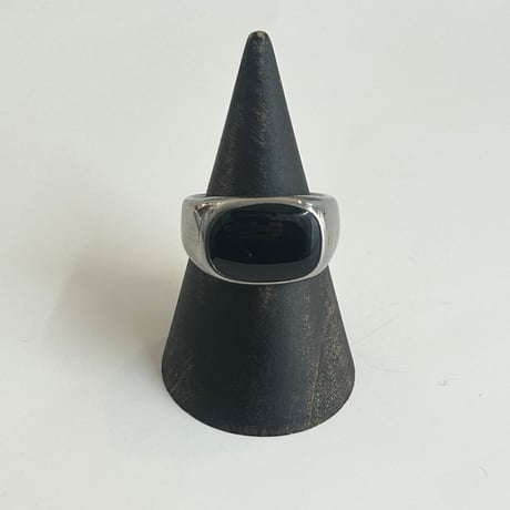 【Select】IM24AC_RG006 / Square stone ring（Silver/Black）