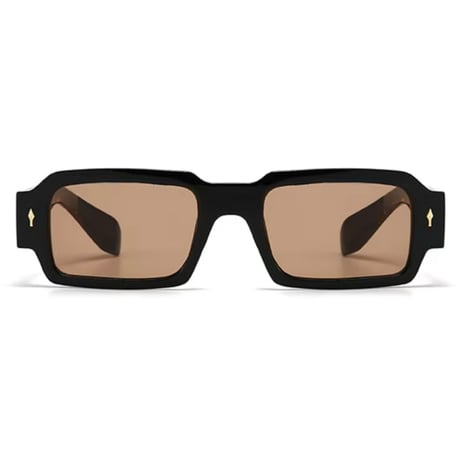 【 Select 】Vintage Square Rivets Sunglasses((Black/Tea）