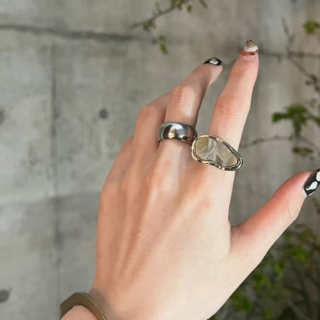 Acrylic Marble Deformation oval Ring（Silver） /  2110-RG132