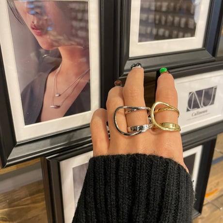 Metal  Side Twisted  ring  （Silver）   /  2201_RG0162
