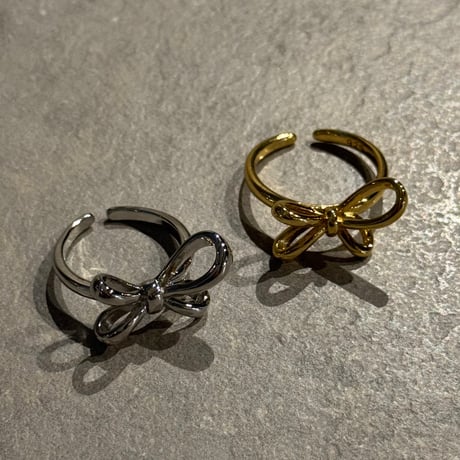 2404RG0445 / Asymmetry ribbon motif ring（Gold）